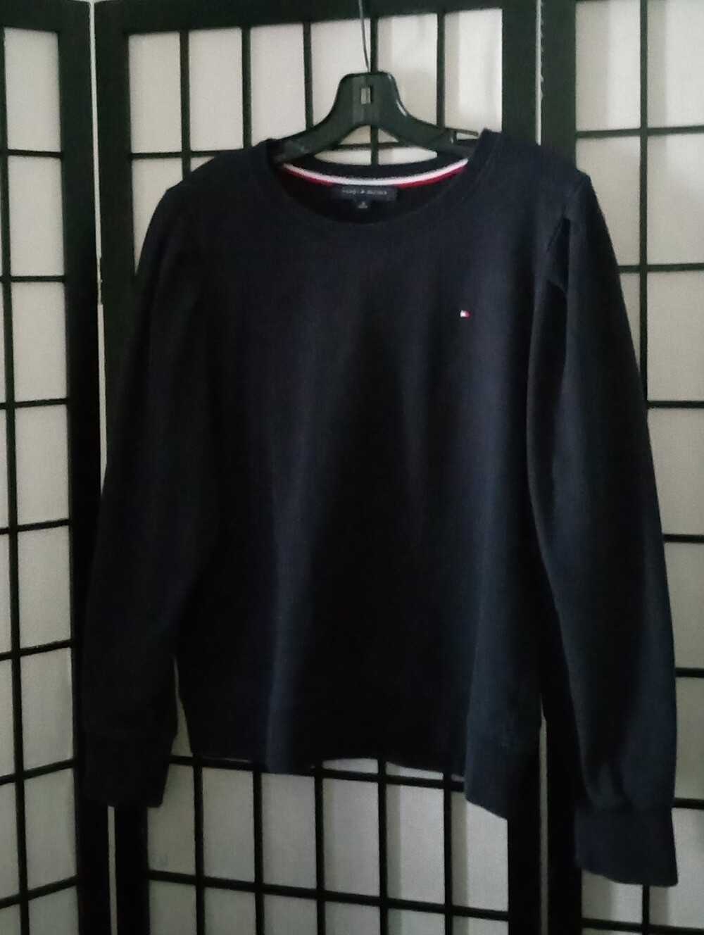 Tommy Hilfiger Navy Crewneck Sweatshirt with Signature Flag